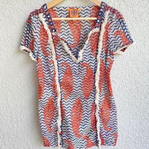 Tory Burch mirror fringe tunic tassel liseth tunic Sz 6